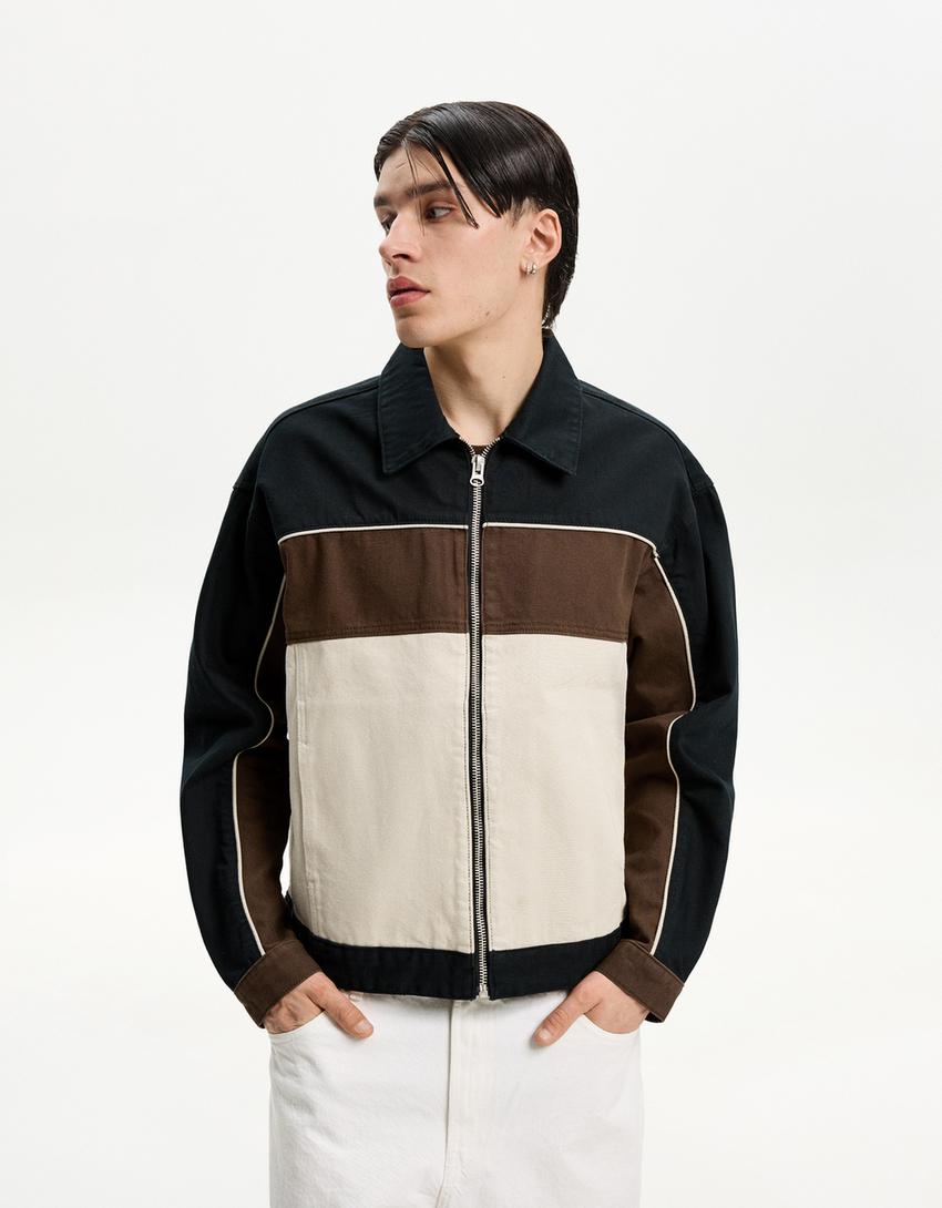 

Джинсовая куртка с молнией Bershka, черный