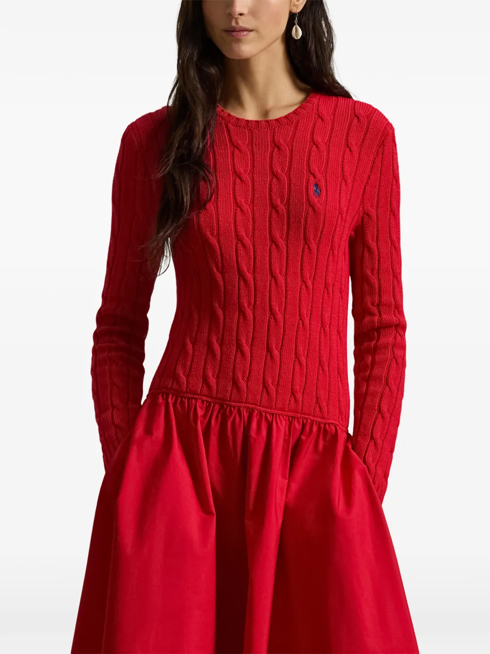 Платье макси фактурной вязки Polo Ralph Lauren, красный — фото 4