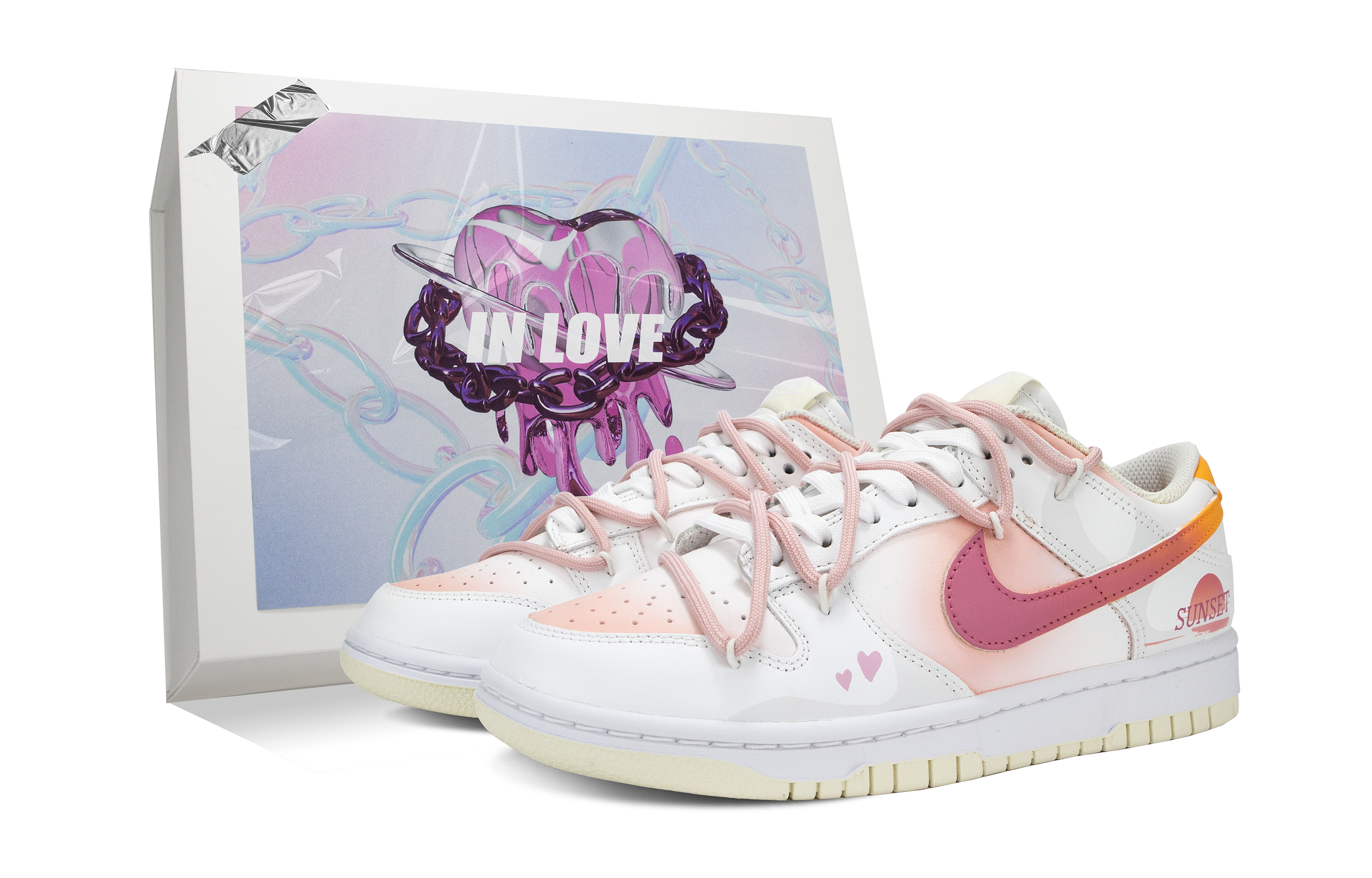 

Кроссовки Nike Dunk Skateboard Shoes Women's Low-Top Pink/White, Розовый, Кроссовки Nike Dunk Skateboard Shoes Women's Low-Top Pink/White