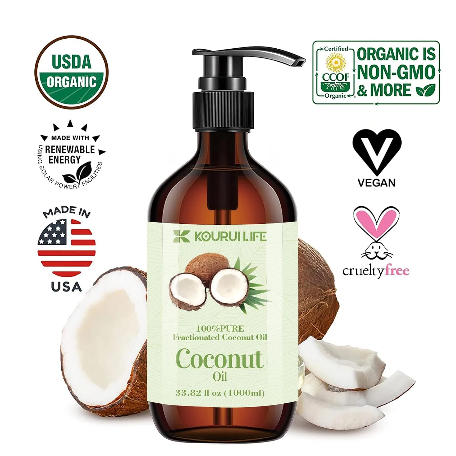 Органическое фракционированное кокосовое масло Kouruilife, Coconut Oil — фото 4