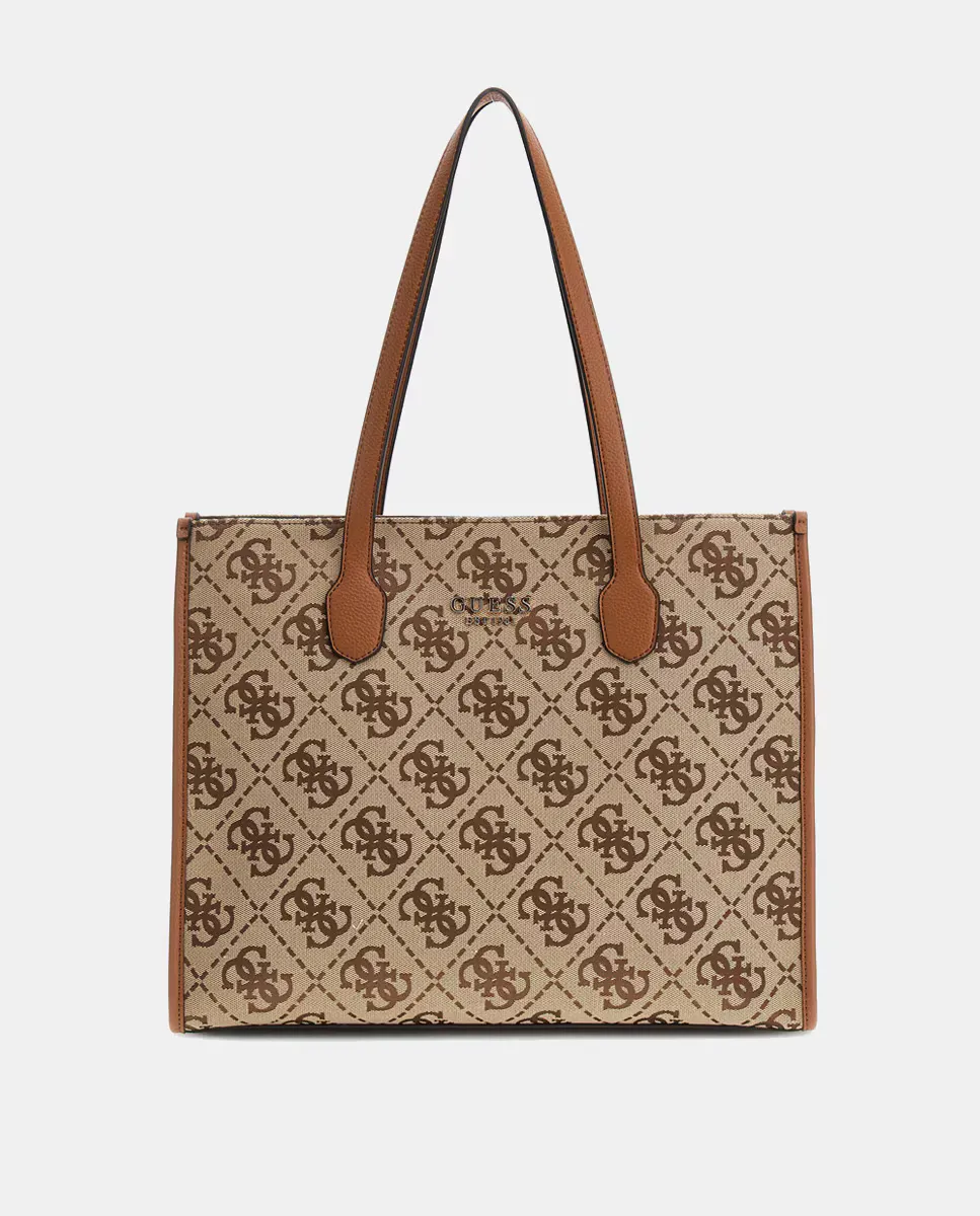 

Сумка-тоут на молнии Guess, коричневый