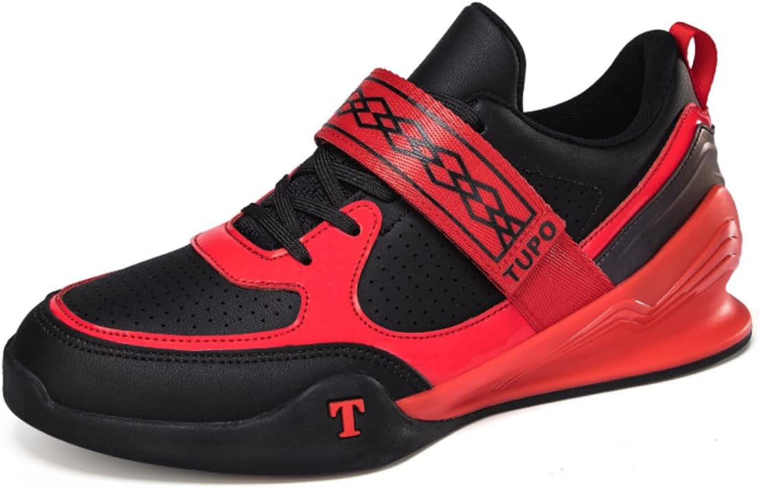 

Профессиональные тяжелоатлетические ботинки для мужчин и женщин: для глубоких приседаний, кроссфита, противоскользящие, дышащие, устойчивые, для тяжелой атлетики Rexsvan, черный/красный