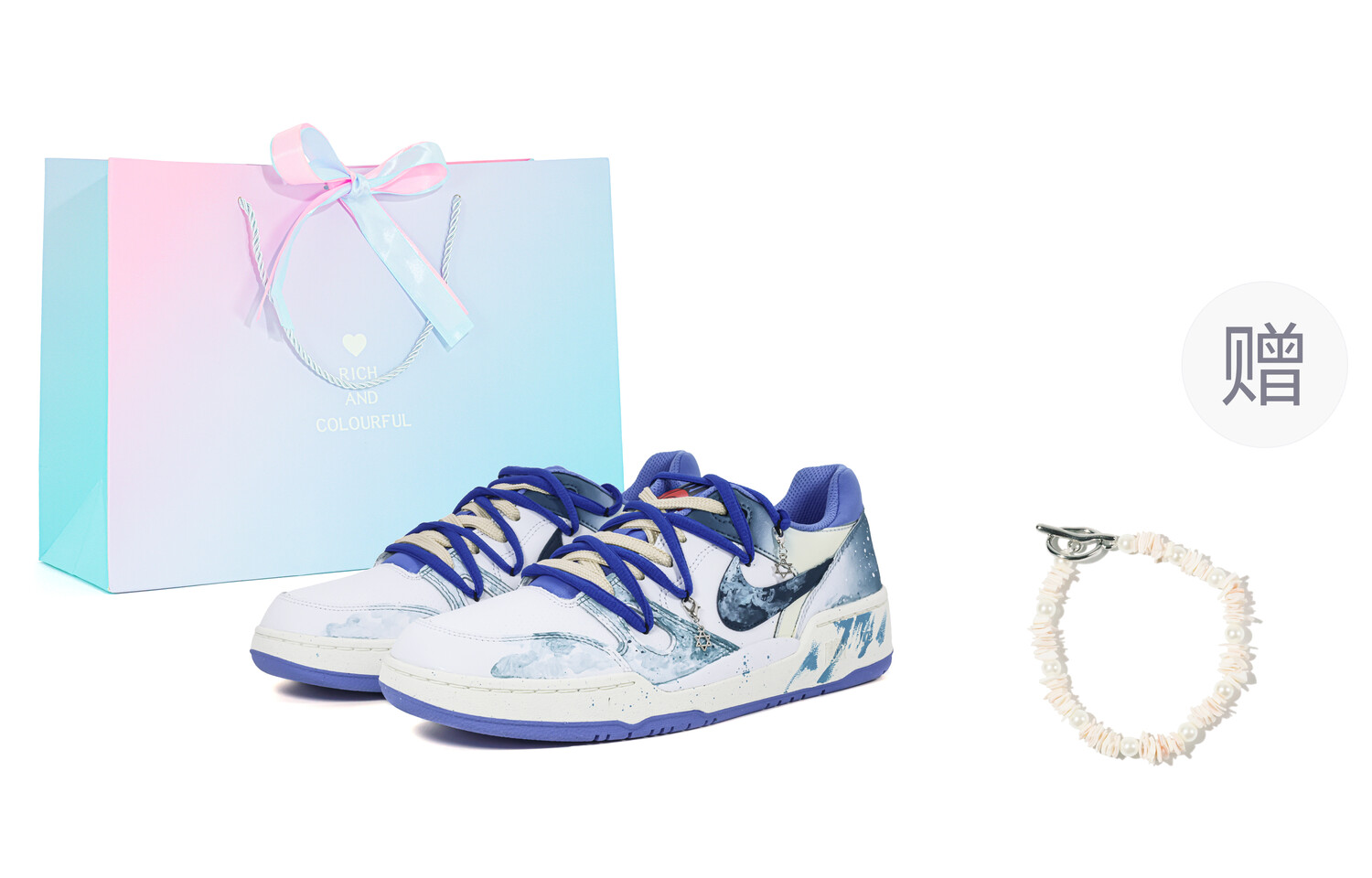 

Кроссовки Nike Full Force Skateboarding Shoes Men Low-top White/Blue, белый/синий