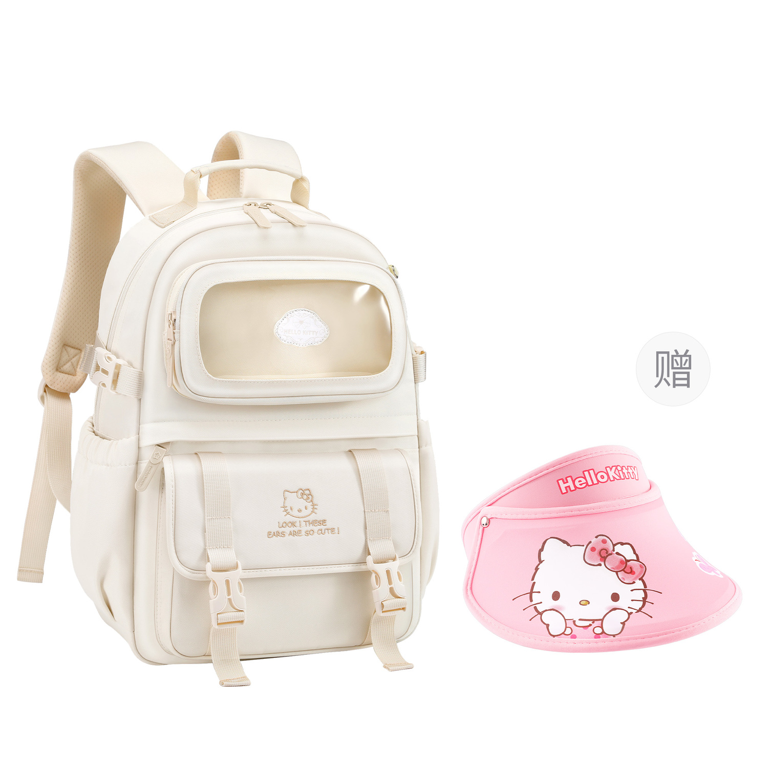 

Sanrio Hello Kitty Полиэстеровый Рюкзак для Поездок на Работу Женский Бежевый, Hello Kitty Backpack+Hello Kitty Kids' Hats & Caps