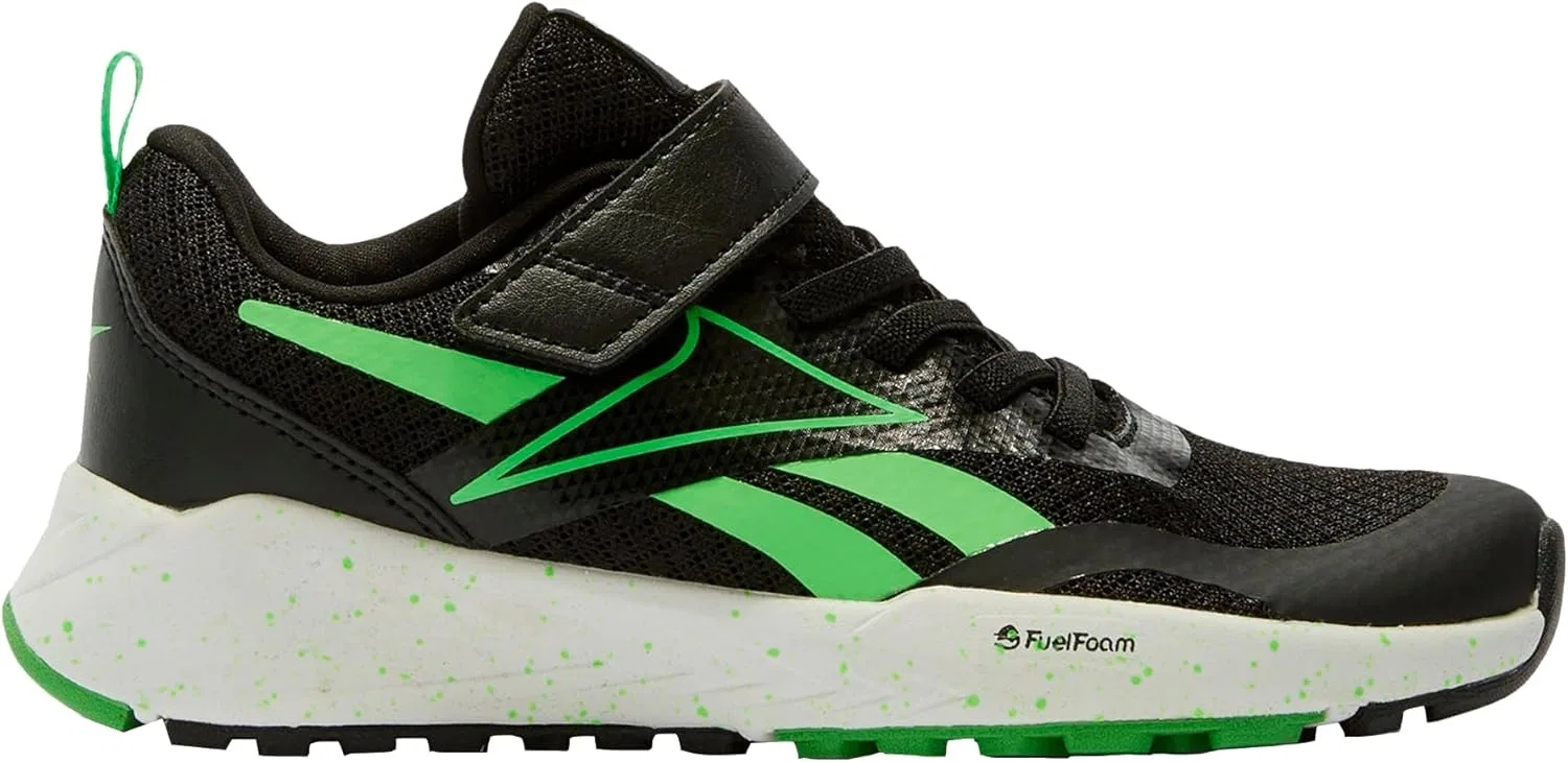 Детские кроссовки Reebok Energen Run с эластичной шнуровкой и верхним ремешком, Black Solarlime Ftwrwhite