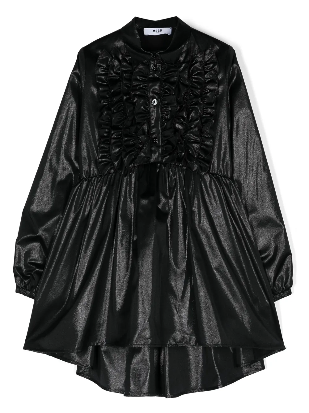 

Платье мини из ткани ламе с оборками MSGM Kids, черный