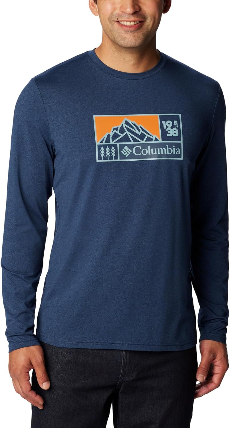 

Columbia мужская футболка Tech Trail с длинным рукавом и принтом, Collegiate Navy Heather/Hike Icon Graphic, Синий, Columbia мужская футболка Tech Trail с длинным рукавом и принтом, Collegiate Navy Heather/Hike Icon Graphic