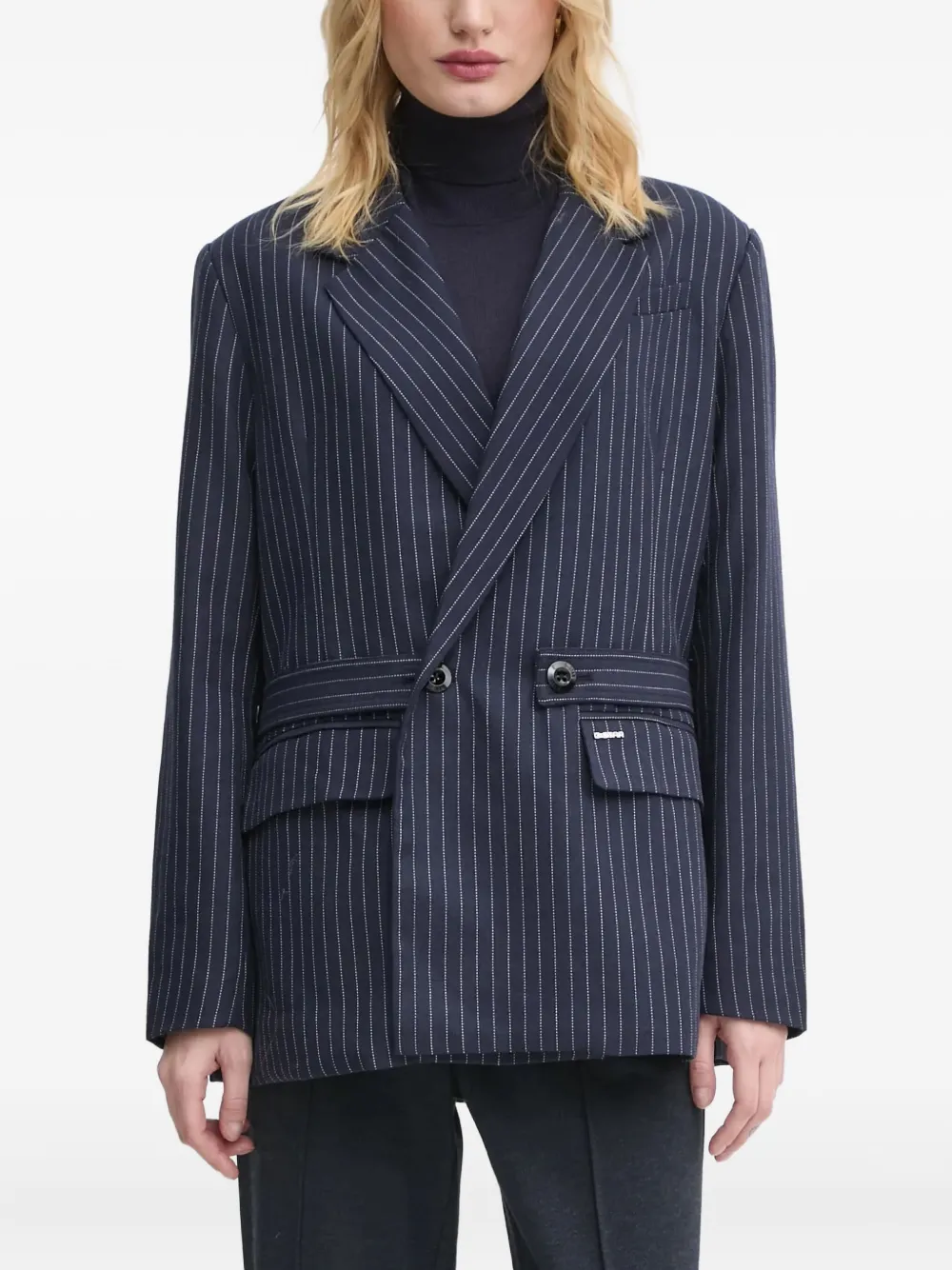 

Двубортный блейзер в тонкую полоску G-Star Raw, синий