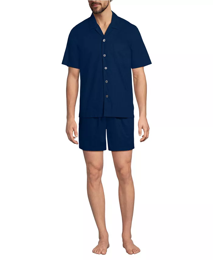 

Мужской короткий комплект для сна с коротким рукавом Lands' End, синий