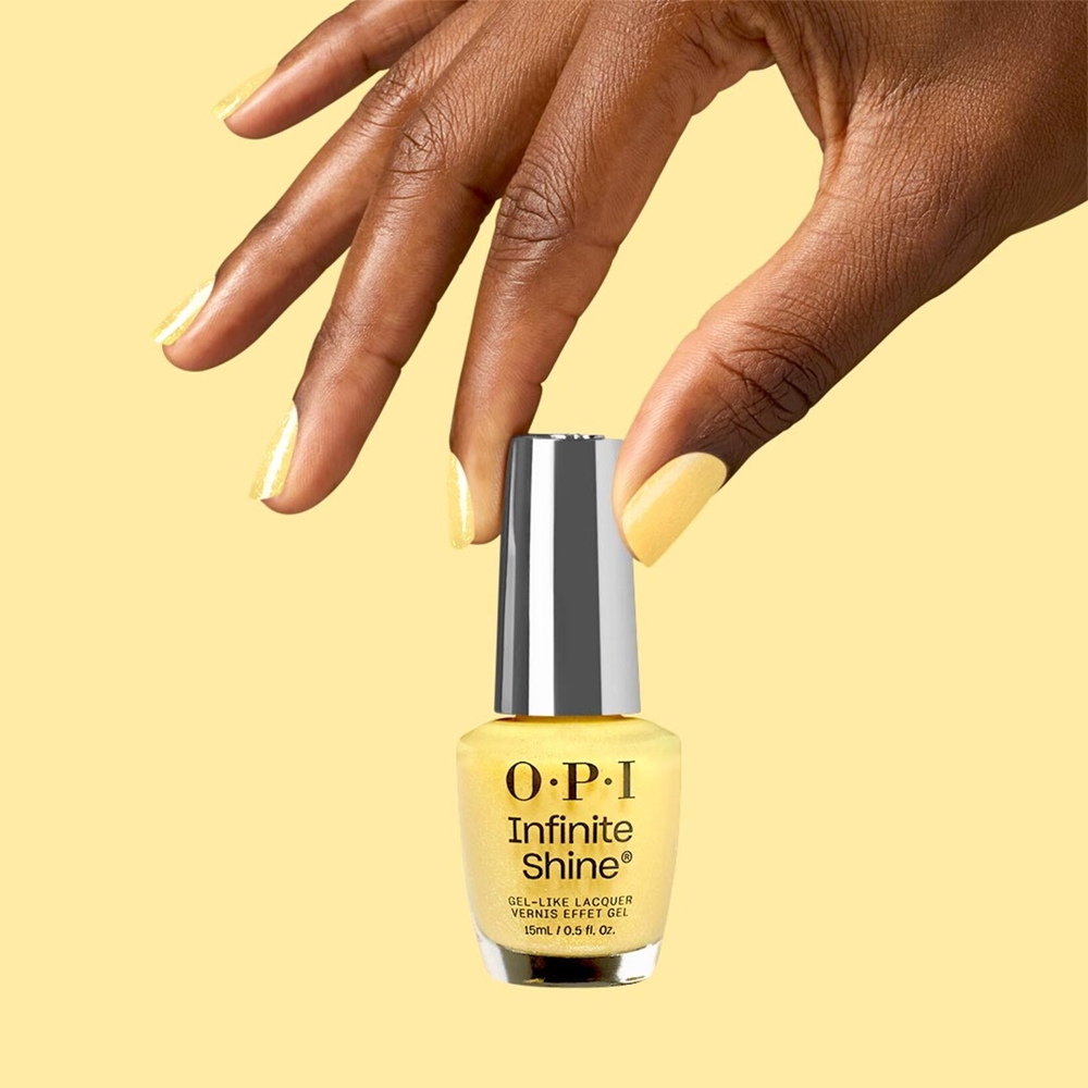 Лак для ногтей Opi'M dreaming infinity shine Opi, atspalvis slay hello to yellow 15 мл — фото 3