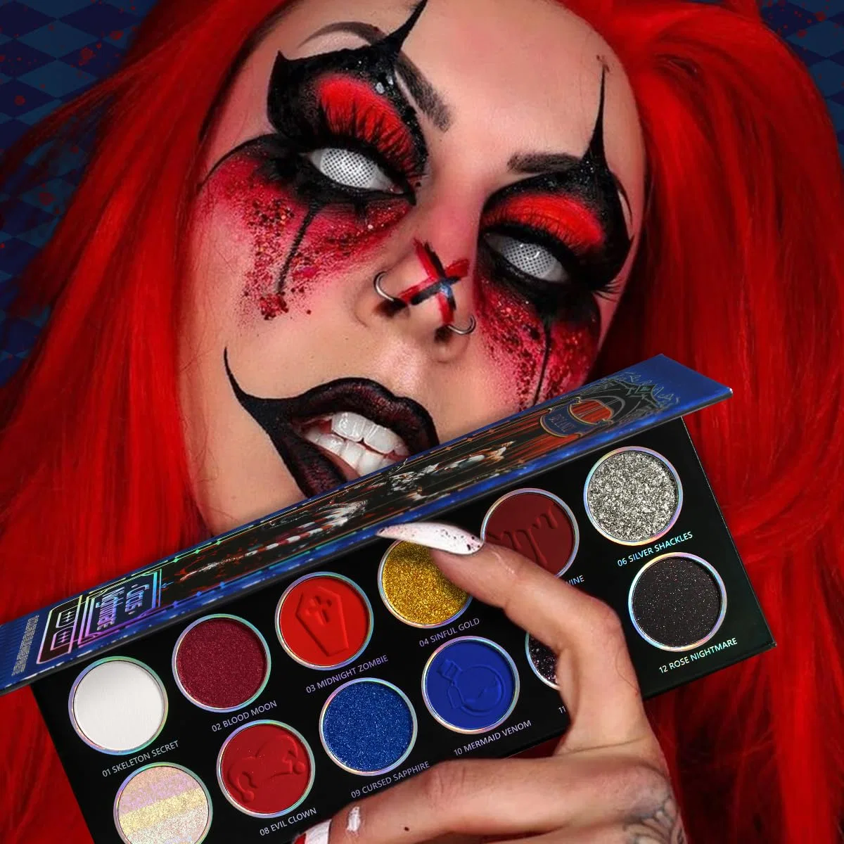 Палетка теней для век «Gothy Eyeshadow Blue Red Palette» от Make-Up Eyeshadow Cypedo — фото 2