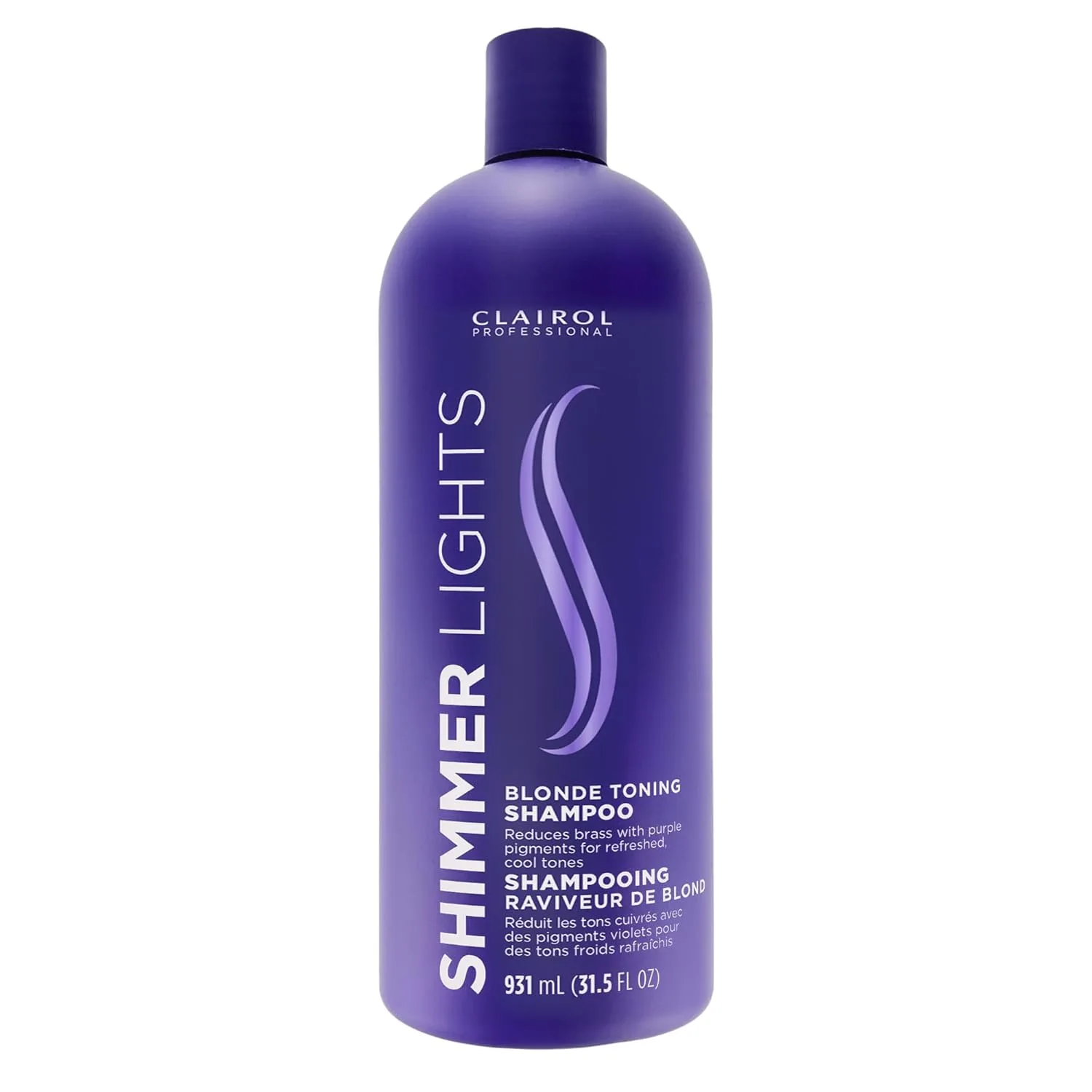 Фиолетовый шампунь Clairol Professional Shimmer Lights | Нейтрализует медные и желтые оттенки | Для светлых, серебристых, седых и мелированных волос 932 мл (.), yellow