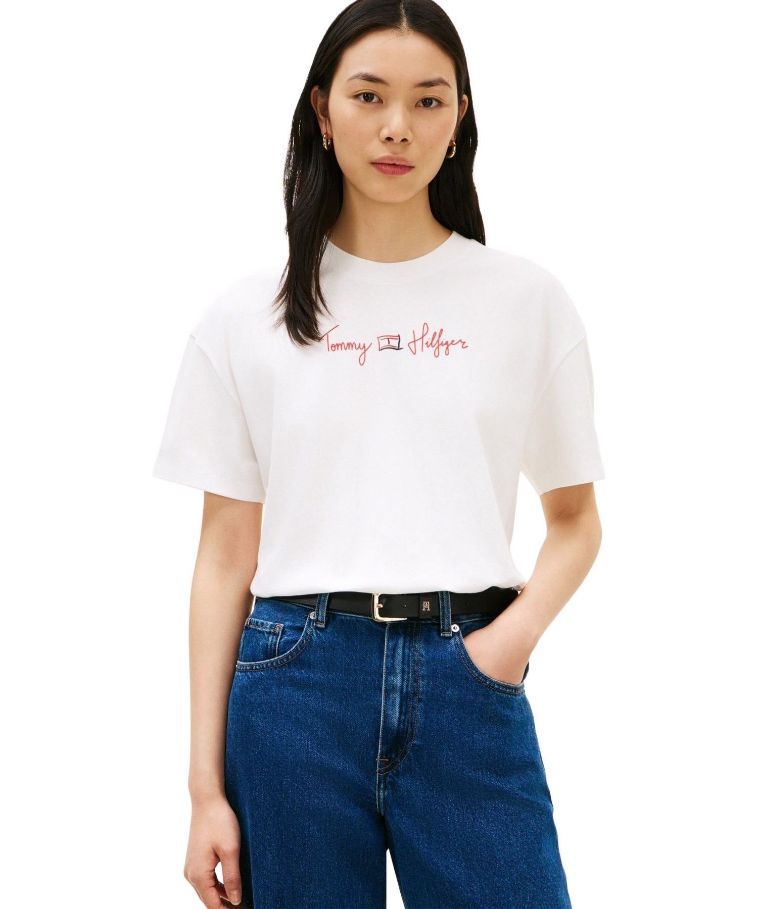 Футболка с графическим принтом для болельщиков, модель 26SS TOMMY HILFIGER, White YBL