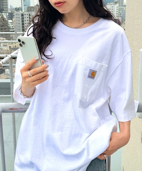 

Футболка с карманом, свободный крой, хлопок Carhartt, белый