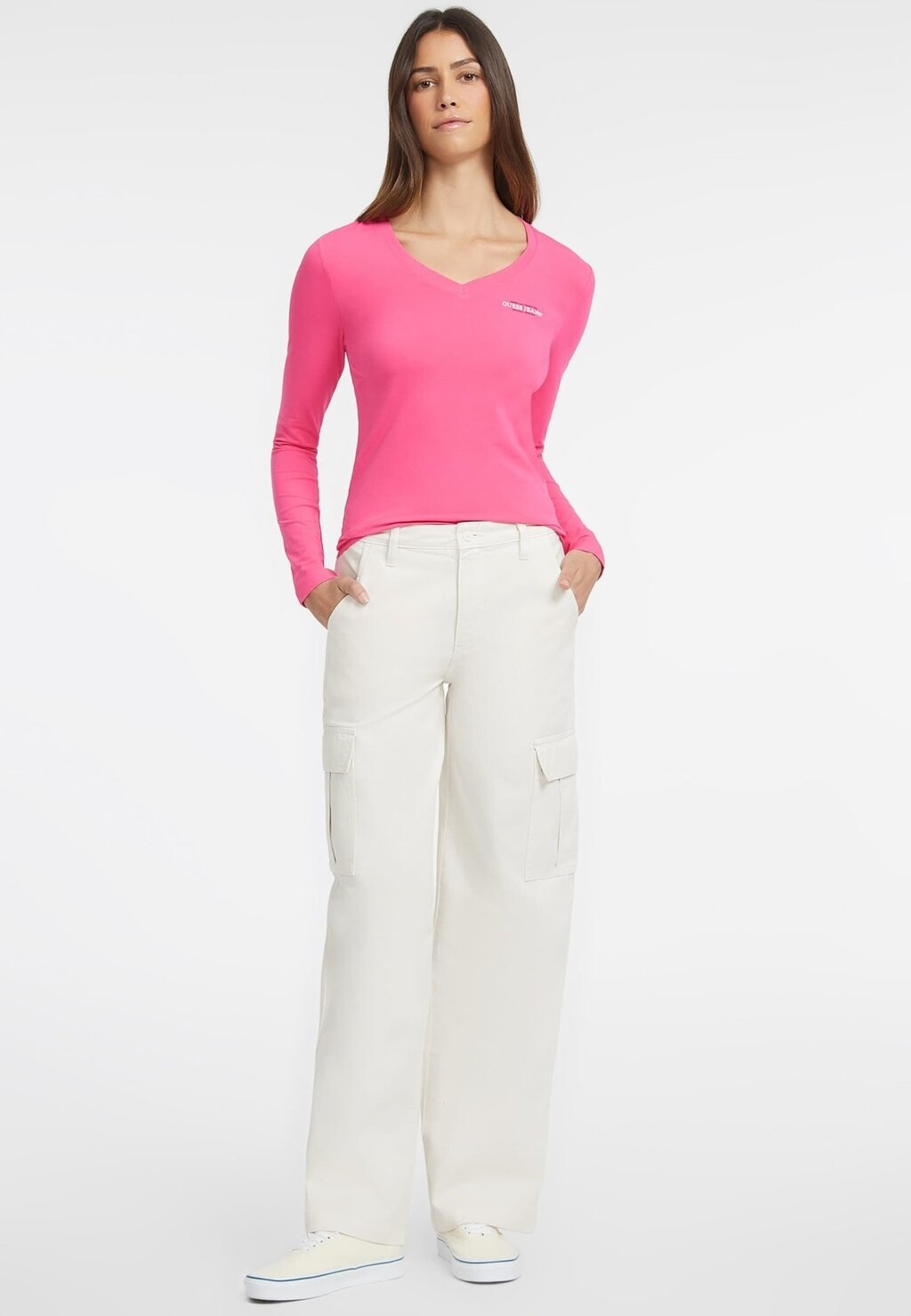 

Топ с длинными рукавами SLIM AMERICAN TRADITION Guess Jeans, розовый
