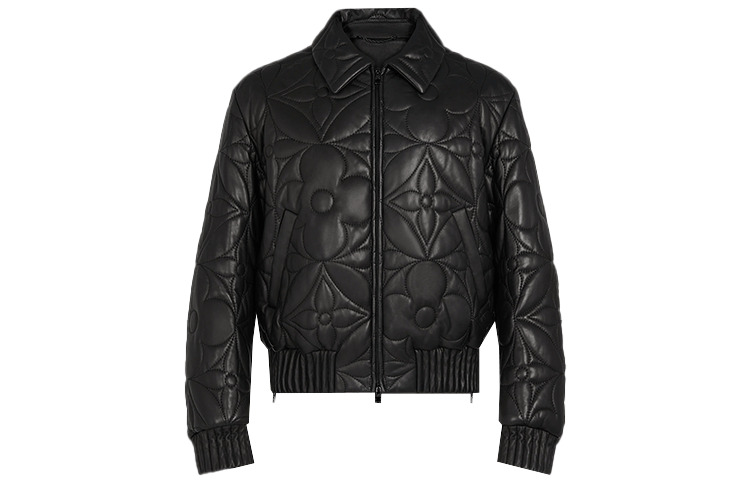 

Новые квартальные продукты LV Leather Jacket Men Black Louis Vuitton, черный