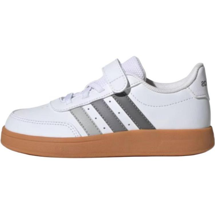 Adidas Детские кроссовки для скейтбординга BREAKNET 2.0 с противоскользящей подошвой, износостойкие, белые, серые/желтые, из смолы — фото 2