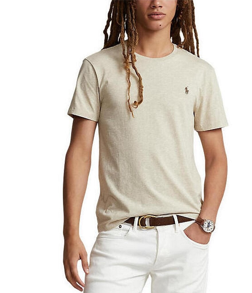 

Облегающая трикотажная футболка Polo Ralph Lauren с короткими рукавами и круглым вырезом, серый
