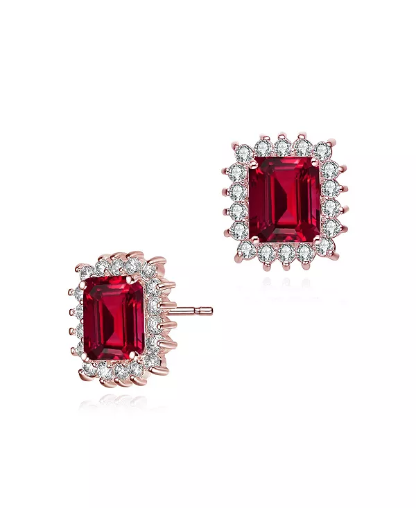 

Квадратные серьги-гвоздики с цветными кубическими цирконами Rachel Glauber, red