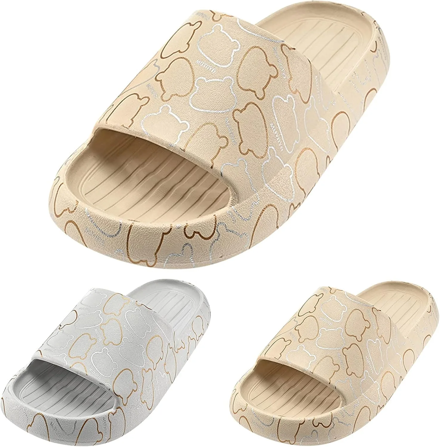 Тапочки для плавания для мужчин и женщин - тапочки Cloud Slippers, нескользящие тапочки для ванной, тапочки с открытым носком, мягкие сандалии, летние резиновые сандалии, пляжные игрушки, домашние/уличные тапочки Generic, хаки — фото 4