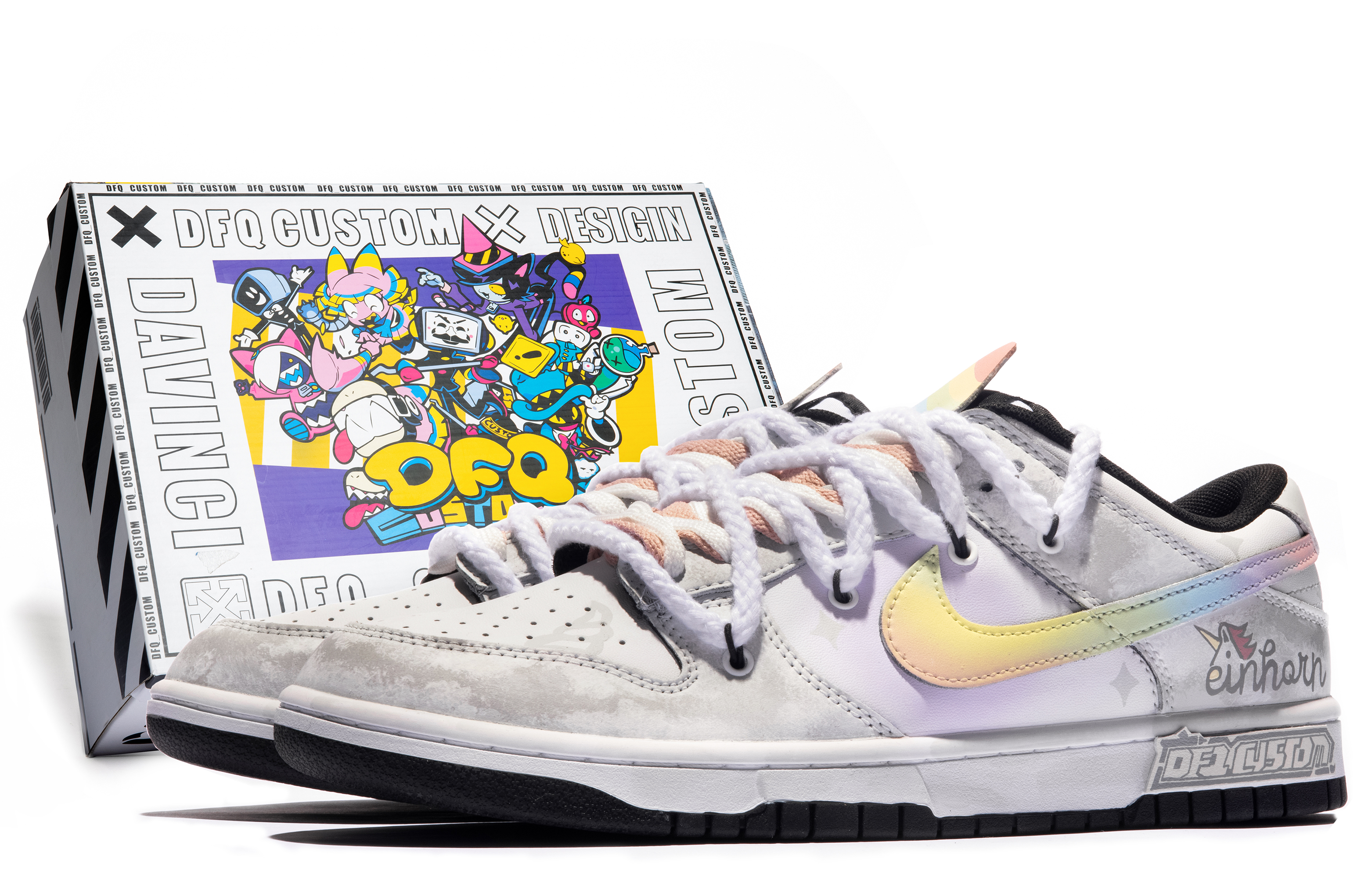 Кроссовки Nike Dunk Skateboard Shoes Women's Low-Top Gray/Multicolor