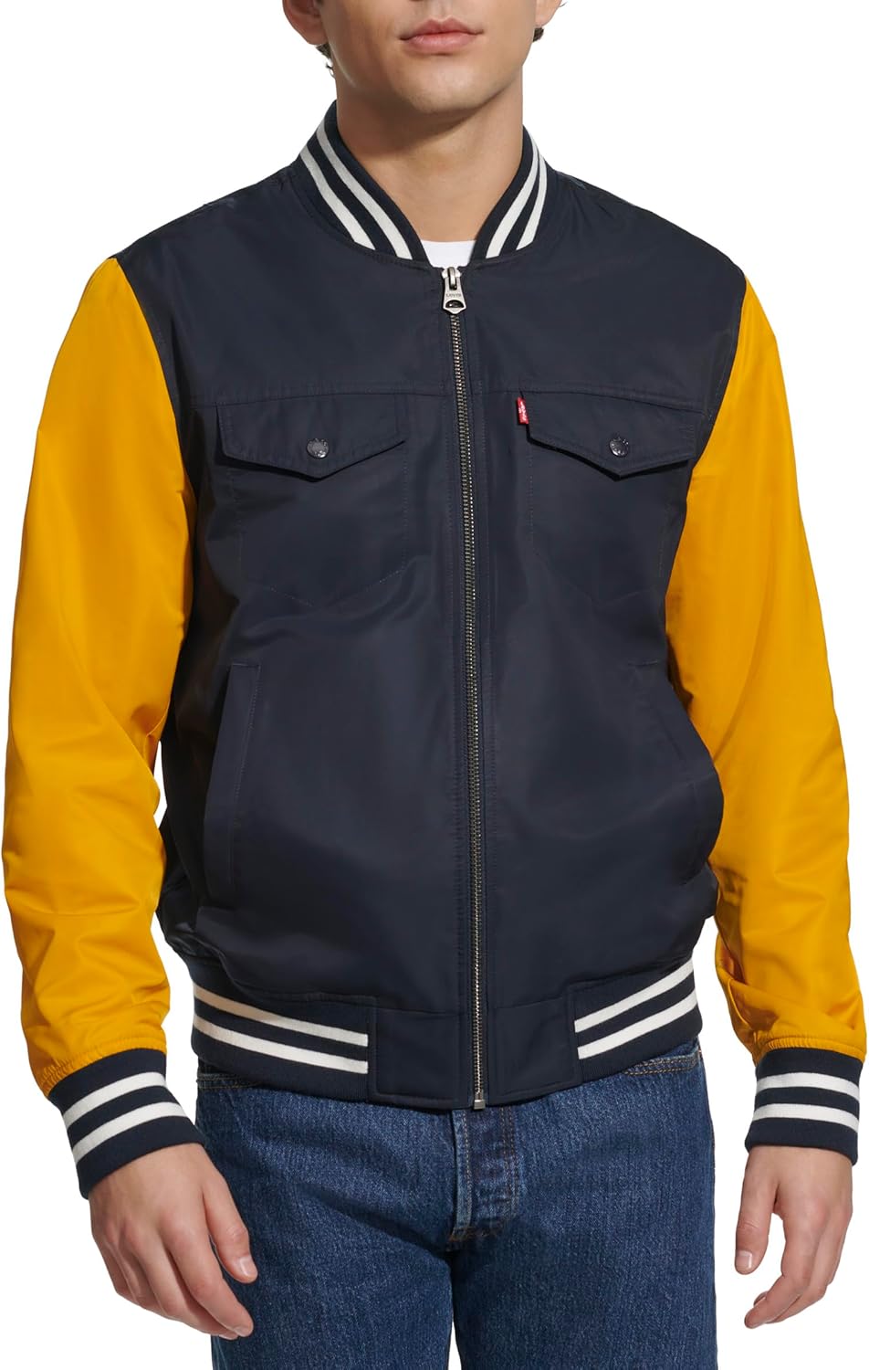 

Мужская университетская куртка-бомбер Levi's Colorblock, Yellow Colorblock