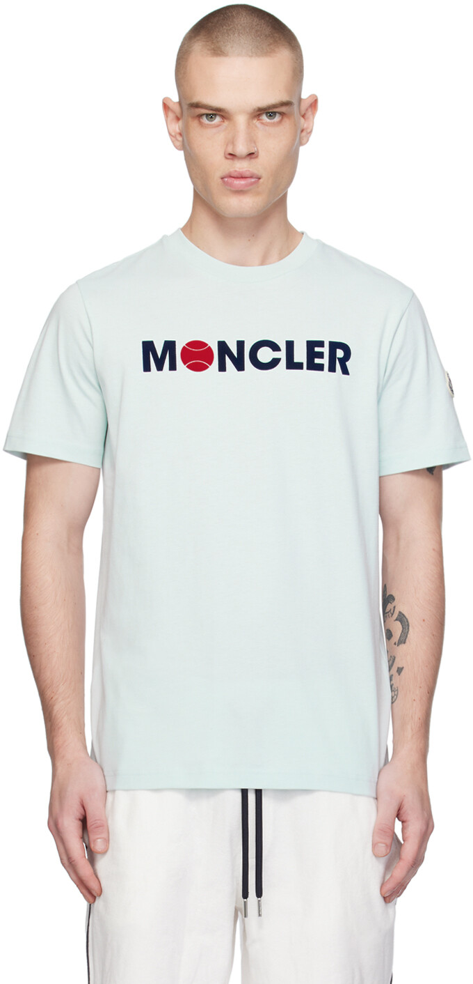

Синяя флокированная футболка Moncler, Baby blue