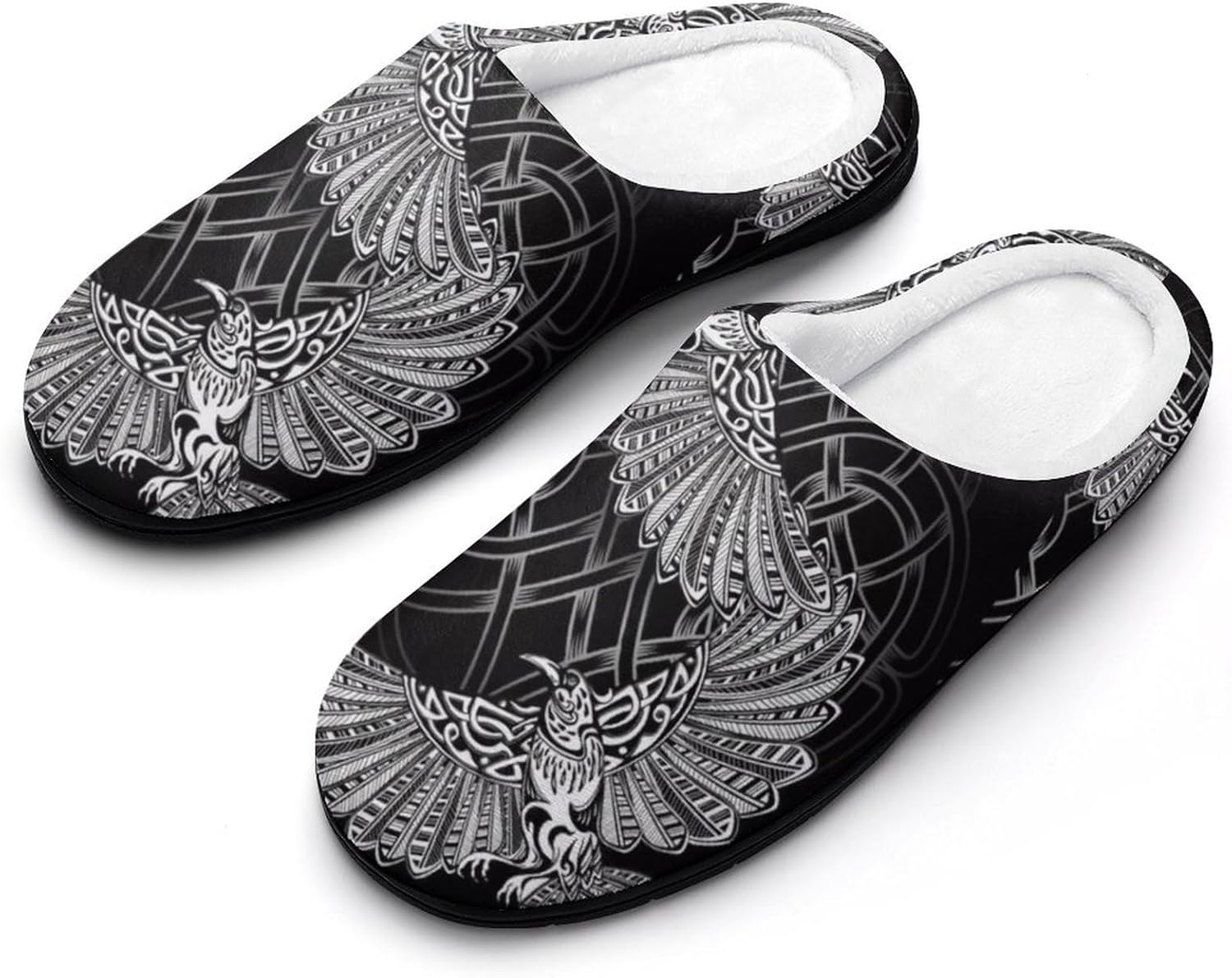 

Мужские хлопковые тапочки Viking с закрытым носком для спальни и гостиной, зимние теплые домашние тапочки, нескользящие повседневные тапочки Yxhzyhy, Viking Eagle