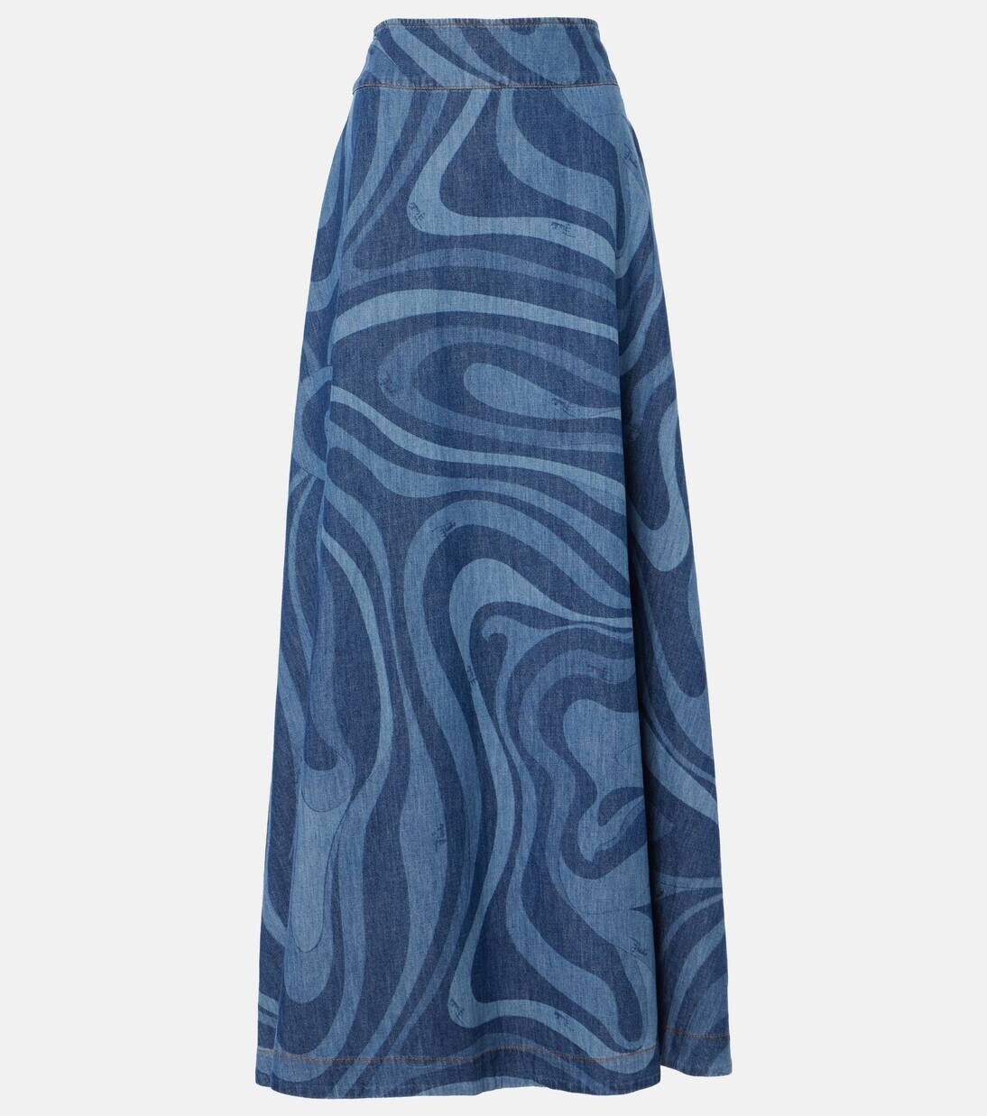 

Юбка макси из денима Marmo с высокой посадкой Pucci, цвет blu/chiaro