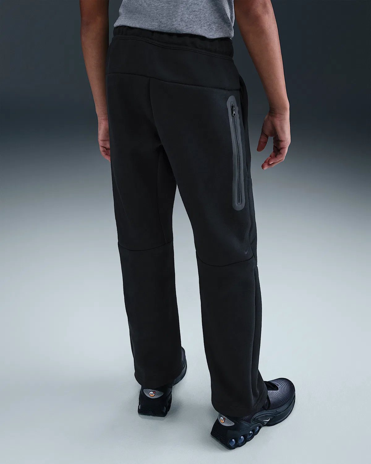 Детские (мальчиковые) штаны с открытым низом Nike Sportswear Tech Fleece, Black/Black — фото 4