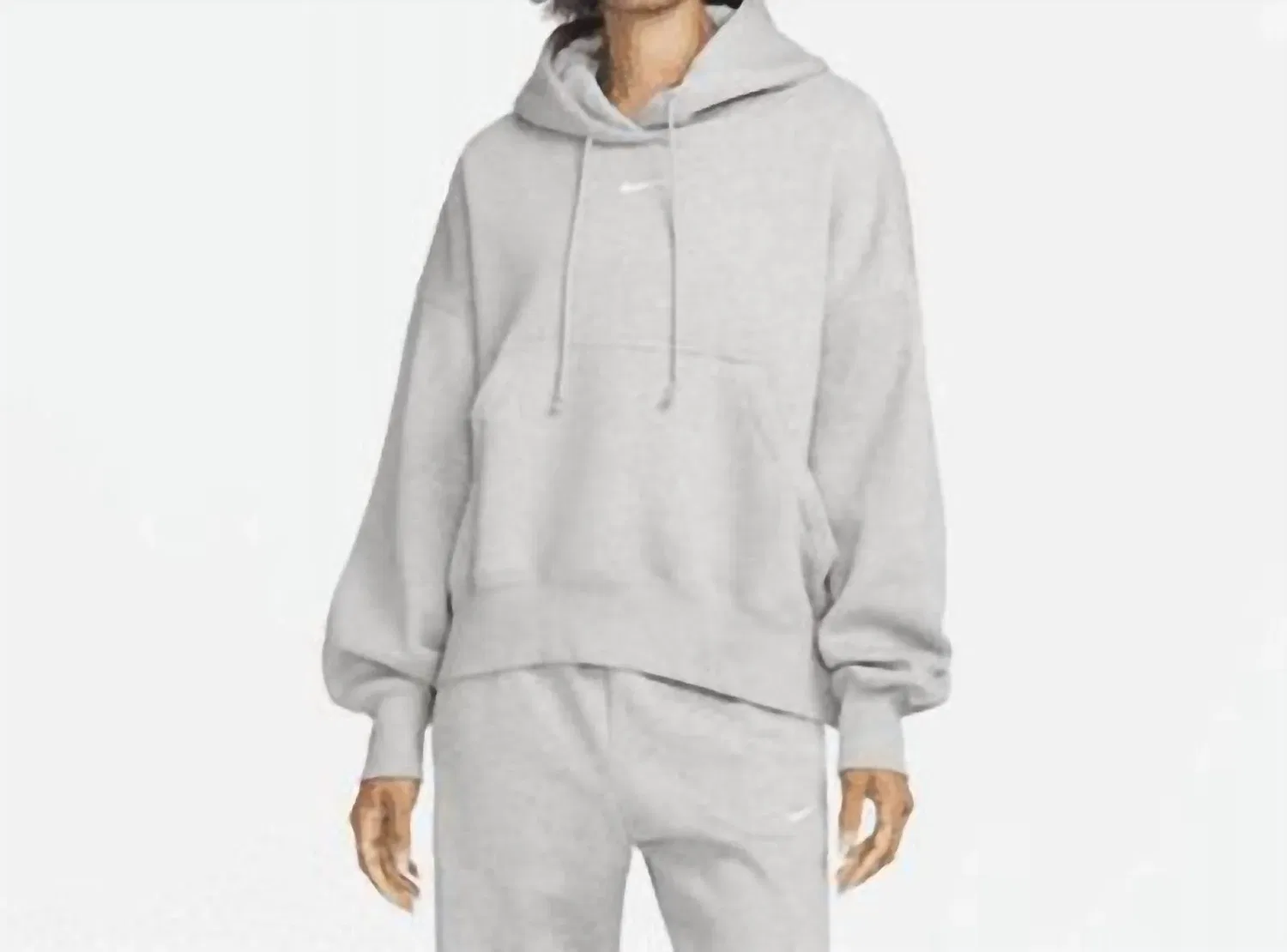 Nike Толстовка Phoenix Fleece Pull-Over Hoodie темно-серо-белого цвета