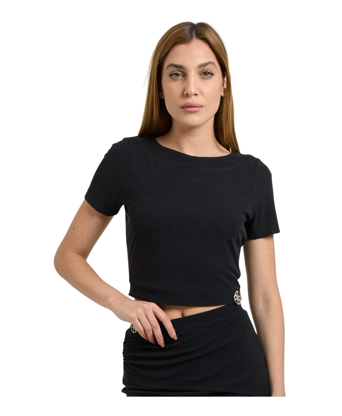 

Черный топ с декоративными стразами. Guess, черный