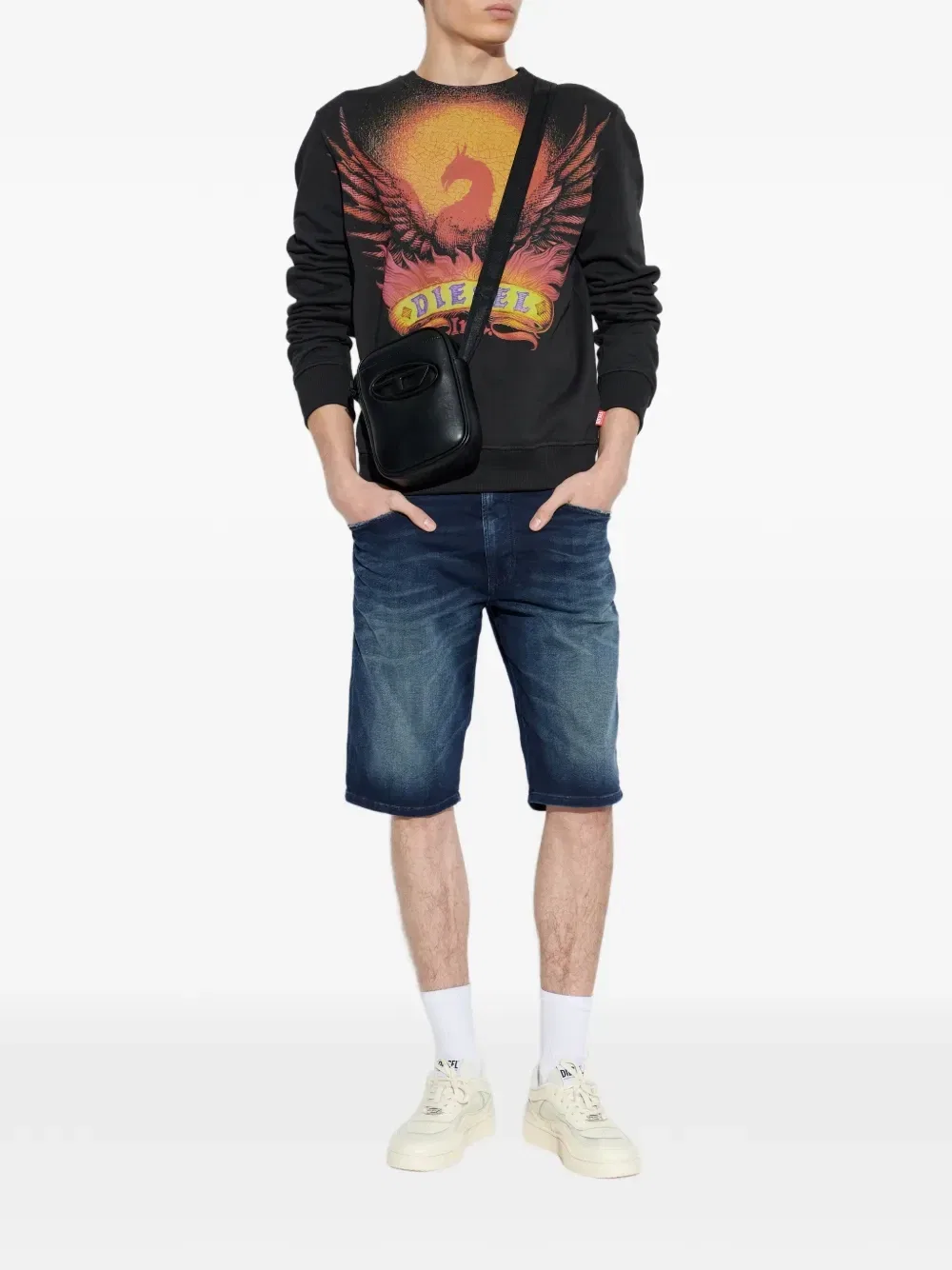 D-Krooley-Short-Bw выцветшие джинсовые шорты DIESEL, синий — фото 2
