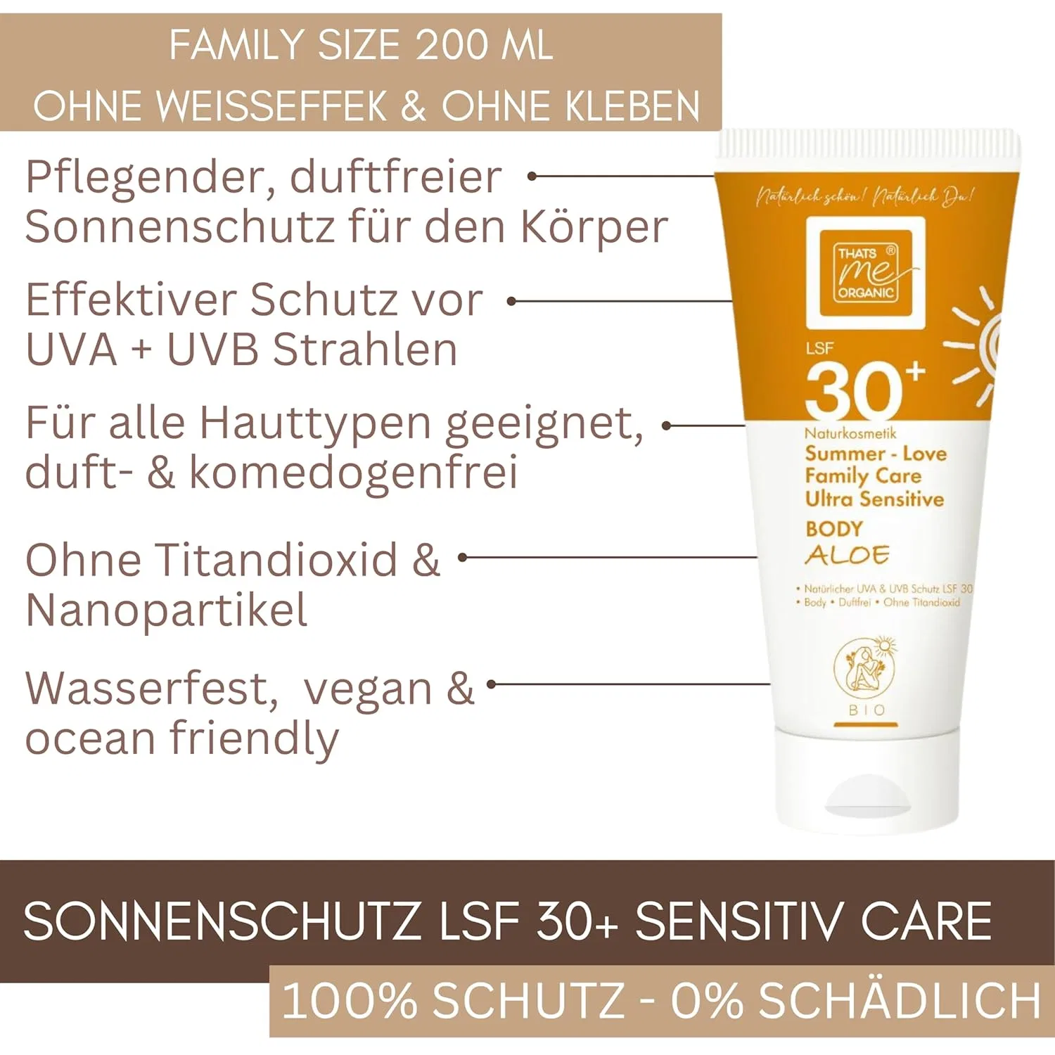 Органический солнцезащитный крем SPF50+ 200 мл от Thats me organic Thats Me Organic — фото 2
