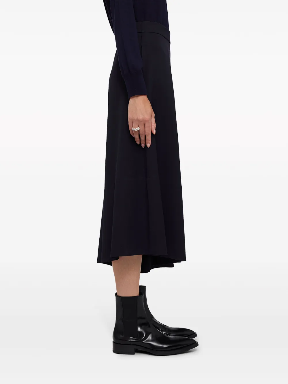 Юбка миди из вирджинской шерсти с асимметричным подолом JIL SANDER, синий — фото 4