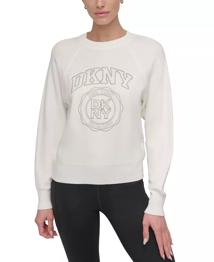 

Толстовка Women's Varsity Embroidery Raglan-Sleeve Top DKNY, белый
