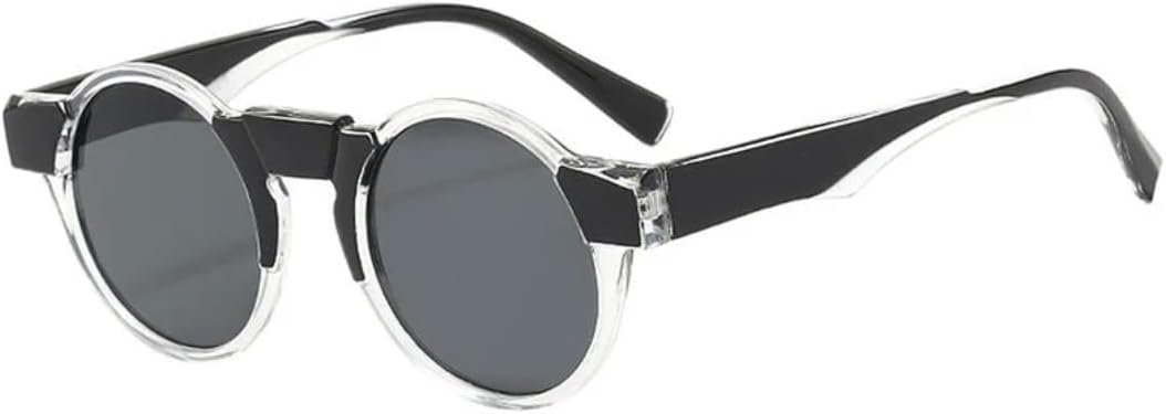 

Солнцезащитные очки с защитой от УФ-излучения UV400 | Круглые панк-очки с желтыми и розовыми линзами | для женщин и мужчин, для занятий спортом на открытом воздухе и вождения DSVIGF, Clear-black