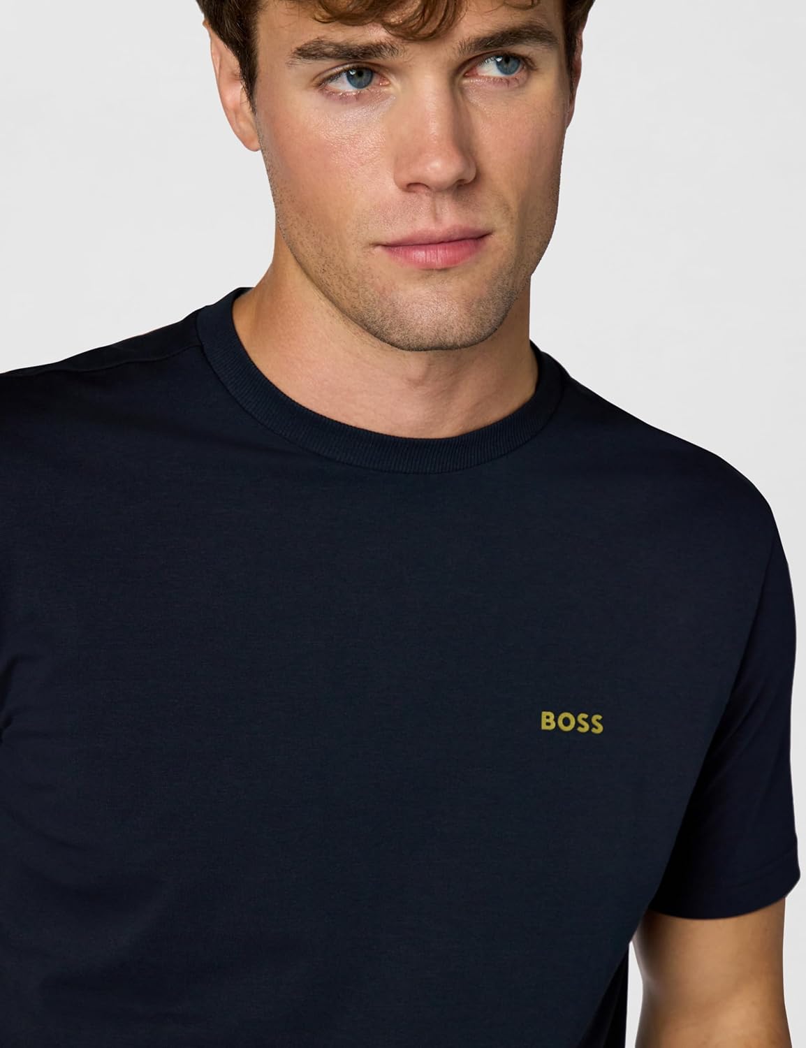 Футболка BOSS Men's Contrast Logo из хлопка и эластичного хлопка, Dark Night Blue — фото 4