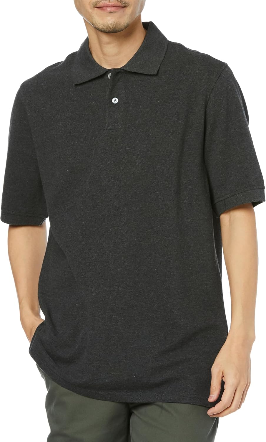 

Мужская хлопковая поло-рубашка пике Amazon Essentials, стандартного кроя, угольно-вереск