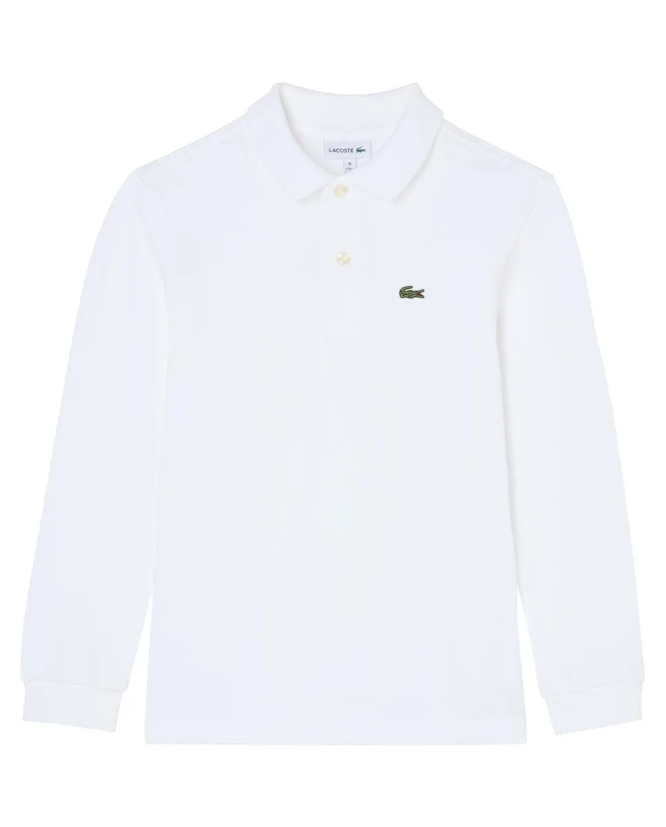 

Поло из пике с длинными рукавами для мальчика Lacoste, белый