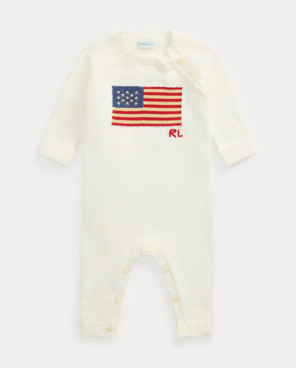 

Универсальный хлопковый комбинезон с флагом Polo Ralph Lauren, цвет Crudo