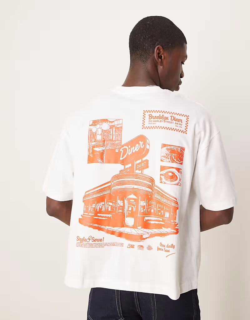 

Футболка ASOS DESIGN оверсайз с изображением ресторана белого цвета, Белый, Футболка ASOS DESIGN оверсайз с изображением ресторана белого цвета