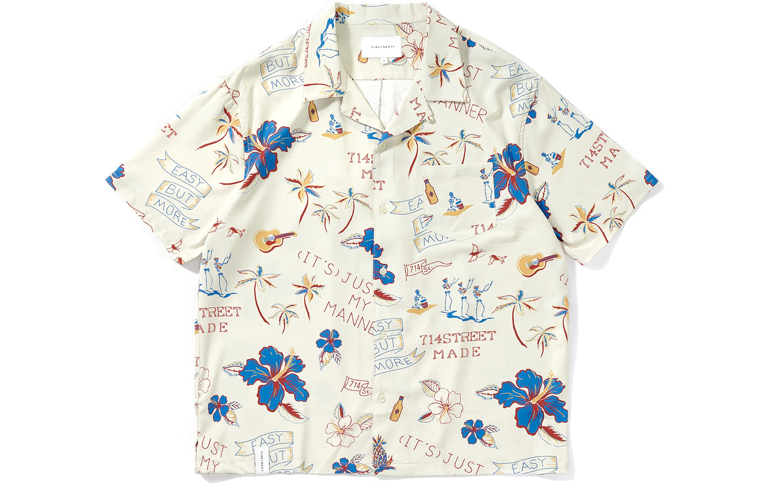 

Мужская рубашка с кубинским воротником, тонкие рубашки 714Street, экрю