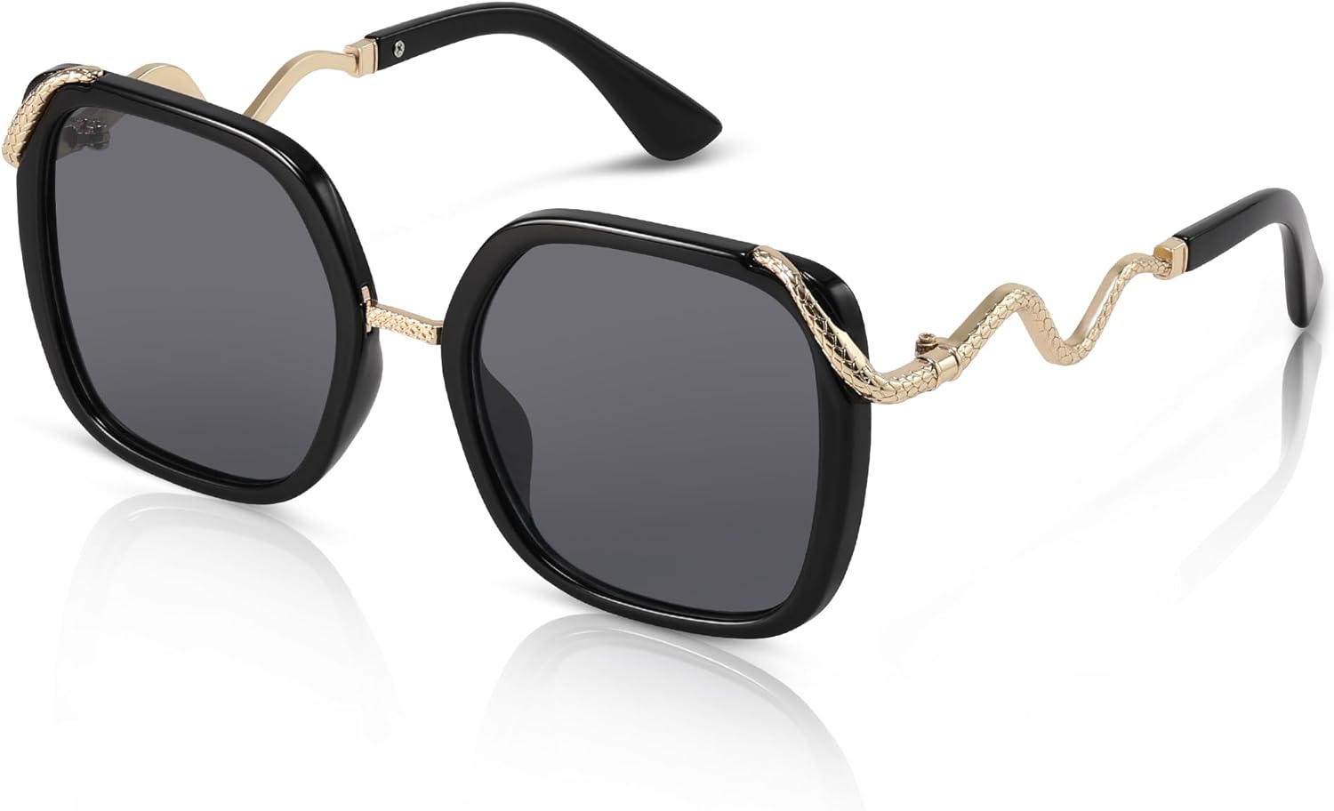 

Винтажные квадратные солнцезащитные очки большого размера для женщин и мужчин, ретро-стиль, дизайнерские очки с защитой от УФ-излучения Foliful, A01-mid Black/Grey Lens