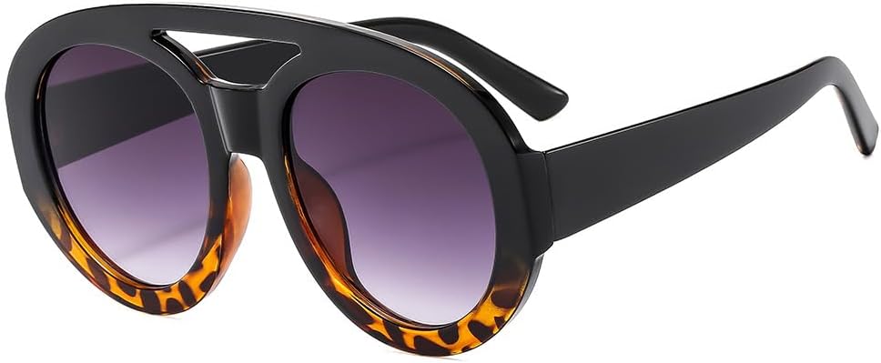 

Солнцезащитные очки для мужчин и женщин - защита UV400 - увеличенные линзы с двойной перемычкой и градиентным покрытием для занятий спортом на открытом воздухе и вождения QWBSER, C5blackleopard-gray