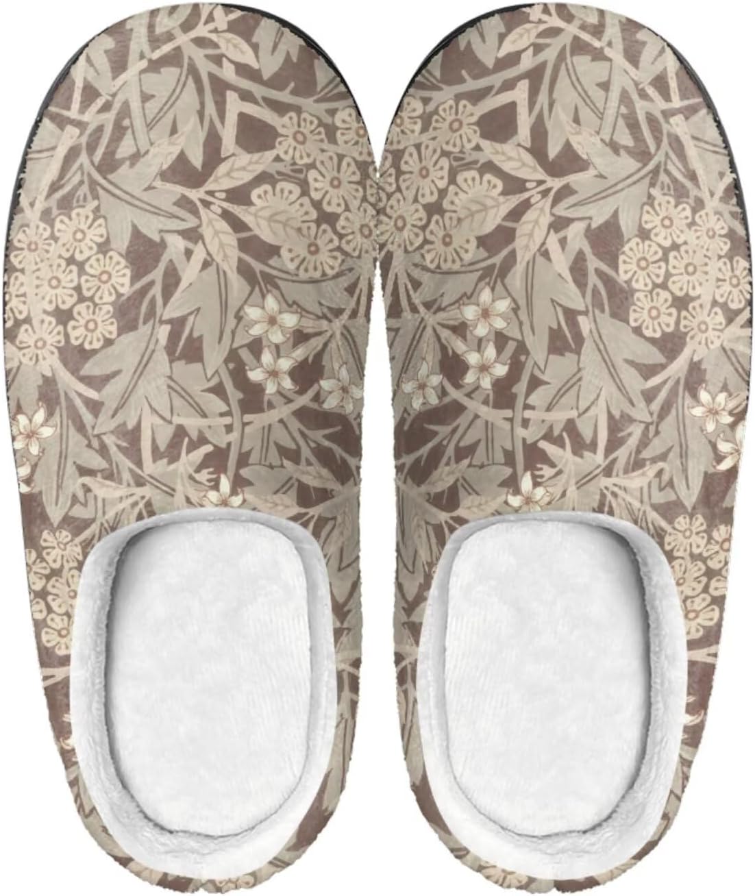 

Мужские и женские нескользящие тапочки, теплые мягкие уютные тапочки из фланели, домашняя обувь для спальни и улицы, размеры 2-12 Zcfygdx, Vintage Art Floral Print 2