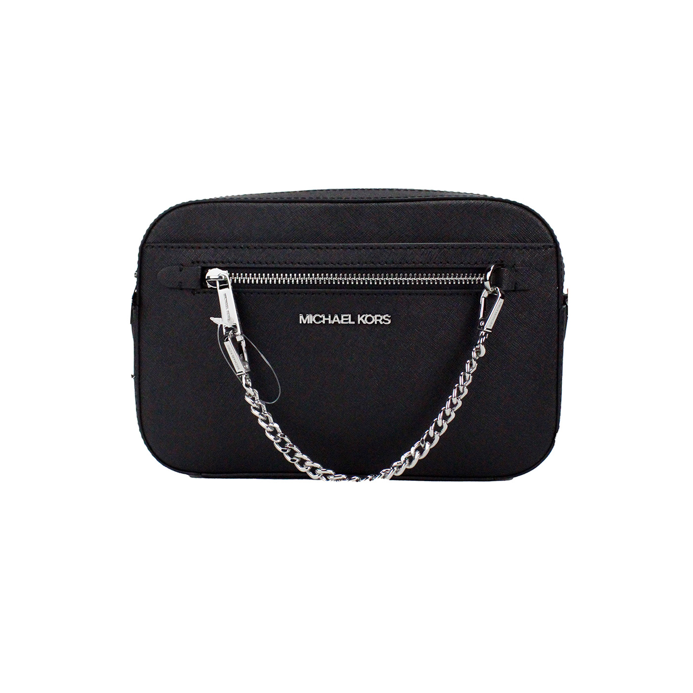 

Jet Set East West Большая черная кожаная сумка через плечо на молнии с цепочкой Michael Kors