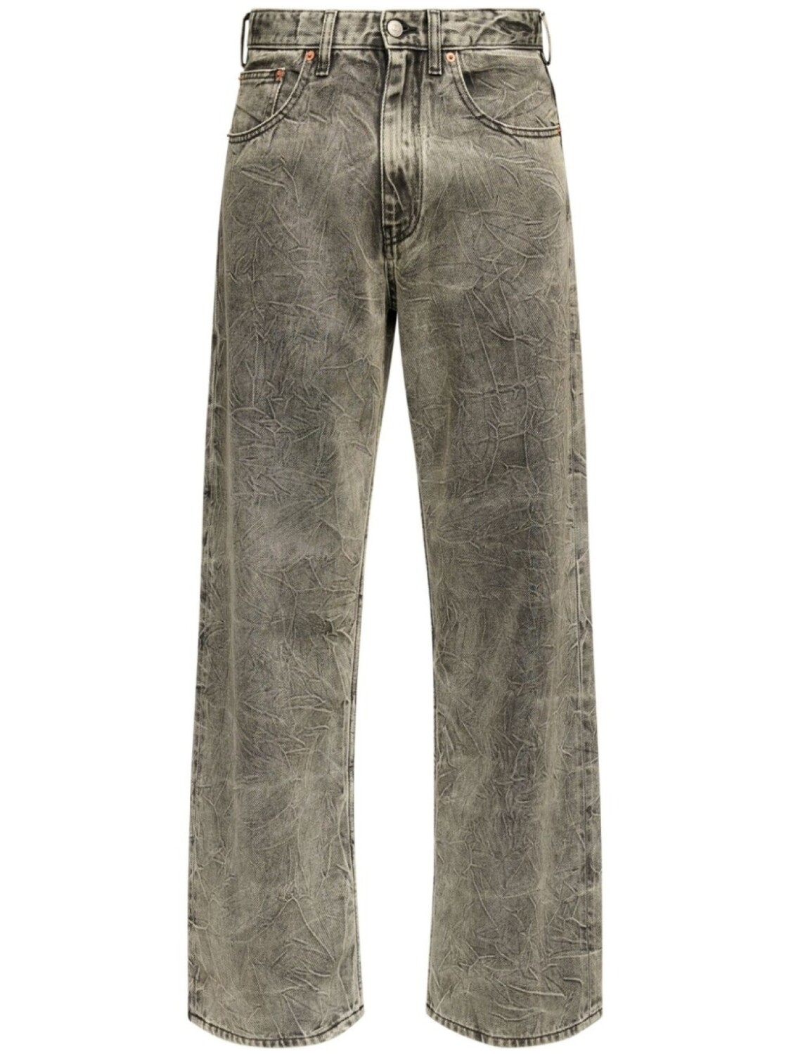 

MM6 Maison Margiela широкие джинсы с жатым эффектом, черный