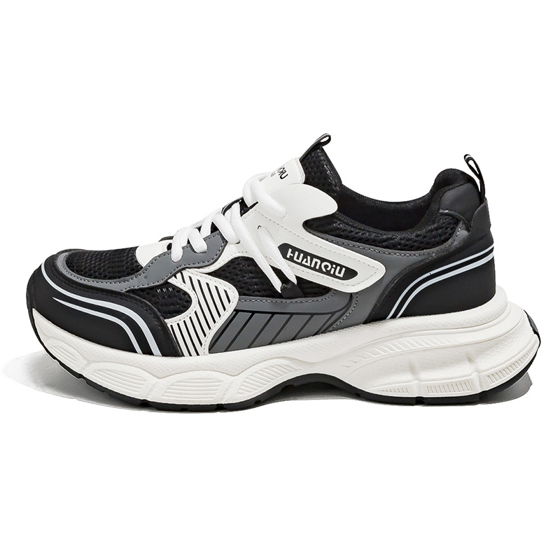 

HUANQIU Нескользящие и износостойкие низкие массивные кроссовки, увеличивающие рост, мужские, черно-серые