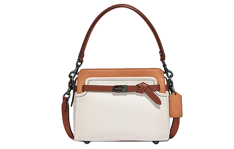 

COACH Кожаная сумка Тейт через плечо кроссбоди женская белая коричневая разноцветная